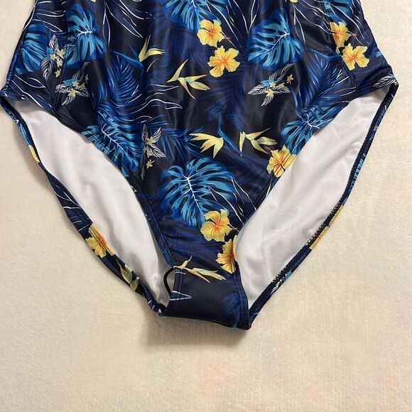 Nicole Miller Vibrant Blue and Yellow One-Piece Swimsuit - Picture 4 of 13